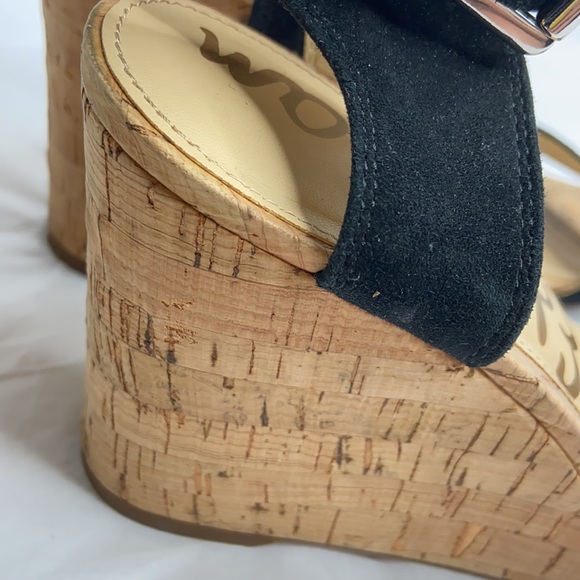 Sam Edelman size 7 1/2 ankle strap black wedge - Picture 4 of 11